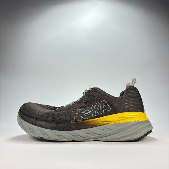 Hoka One One Bondi 6 Gray Yellow Running Shoes 1019269 BOPV Men’s Size 11.5 - Picture 4 of 10